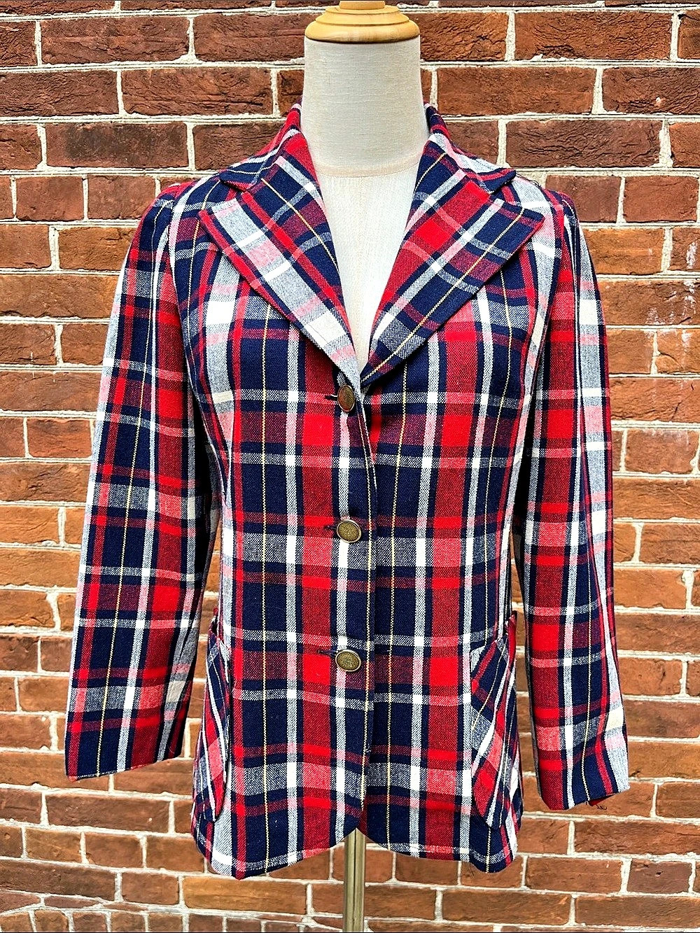 Vintage '70s Plaid Blazer in Blue & Red